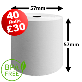57mm x 57mm Thermal Till Rolls